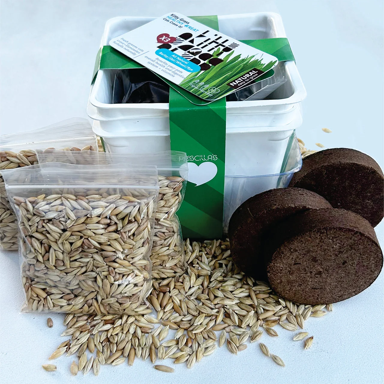 Grow Your Own Cat Grass Kits (3x) by Three Farms - Image 3