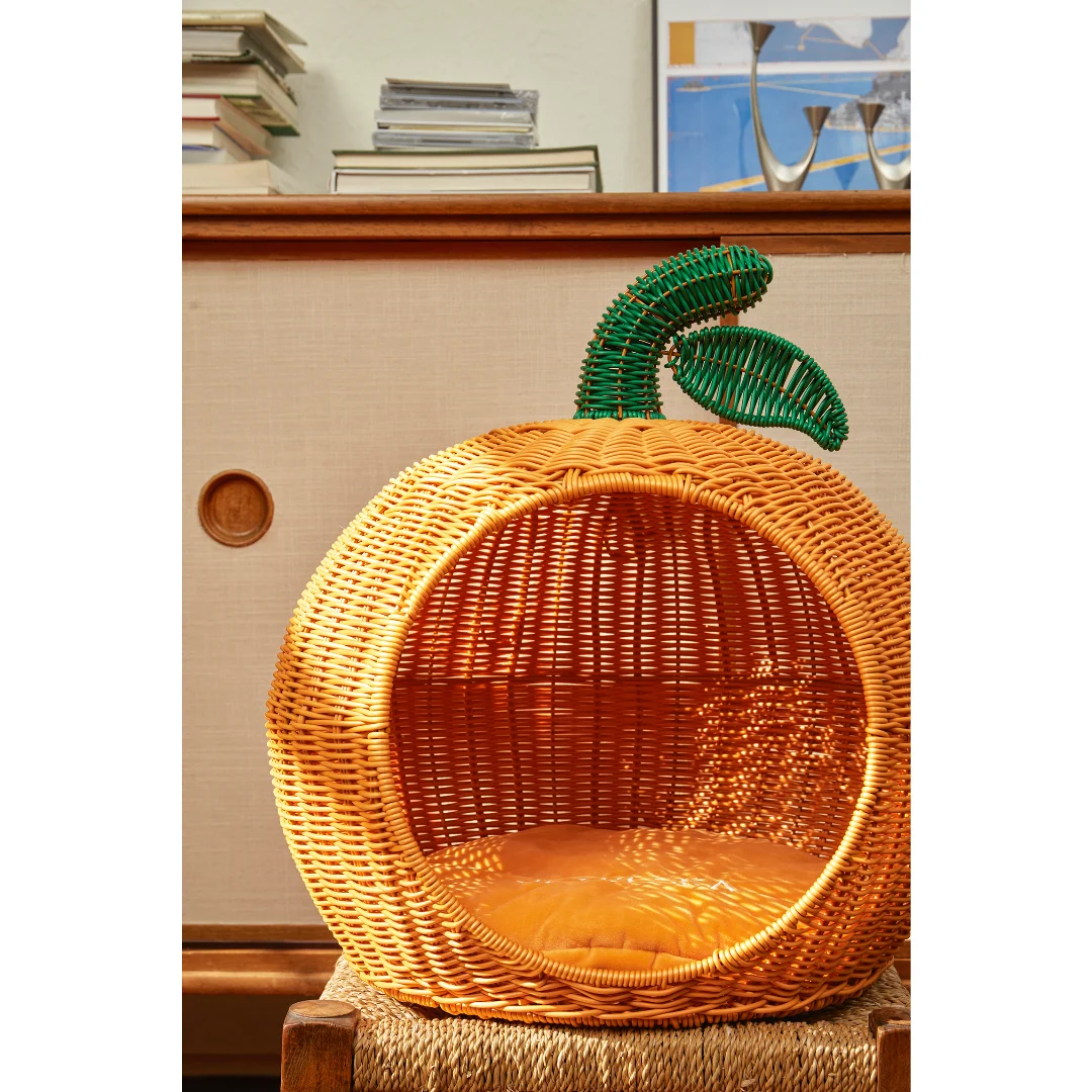 Tangerine Rattan Pet Bed by Vetreska - Image 3